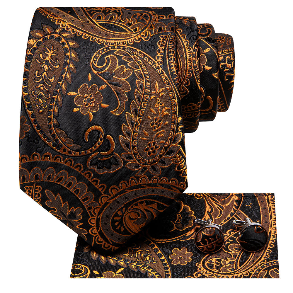 GentCrest Black Paisley Tie Hanky Cufflinks Set - Image 7