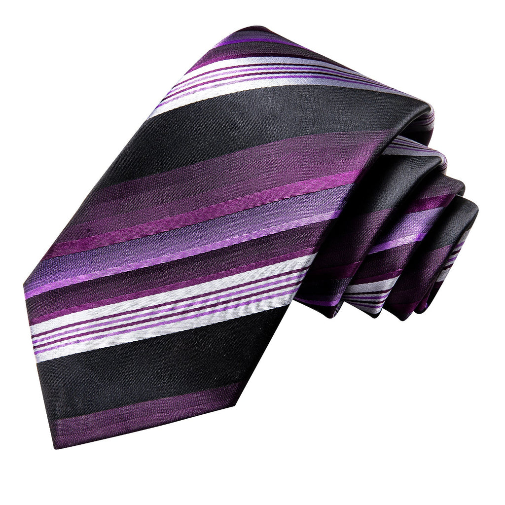GentCrest Purple Striped Tie Hanky Cufflinks Set - Image 4