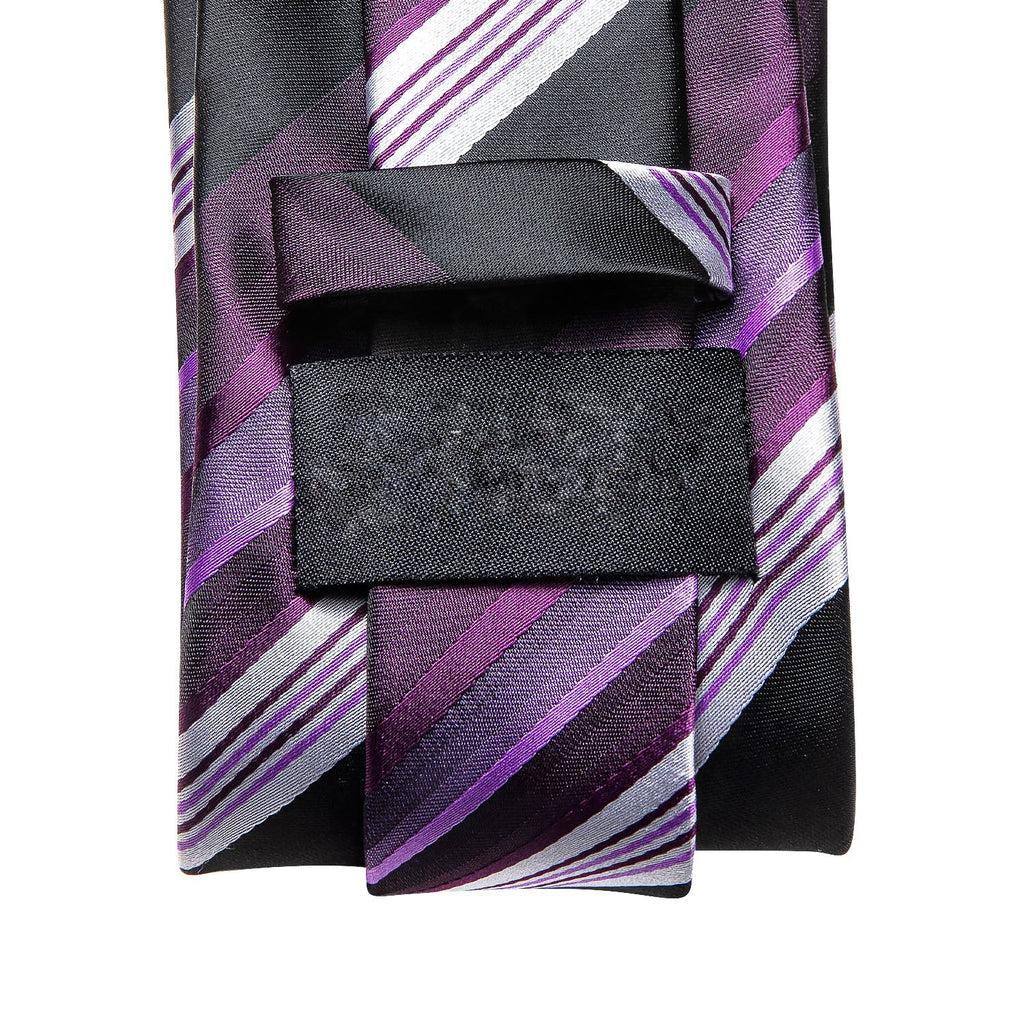 GentCrest Purple Striped Tie Hanky Cufflinks Set - Image 5