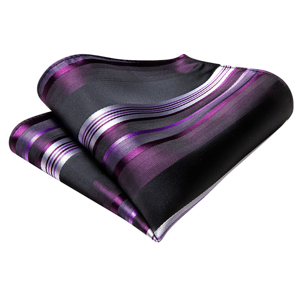 GentCrest Purple Striped Tie Hanky Cufflinks Set - Image 6