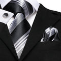 GentCrest Black Striped Tie Hanky Cufflinks Set - Image 1