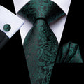GentCrest Black Paisley Tie Hanky Cufflinks Set - Image 1