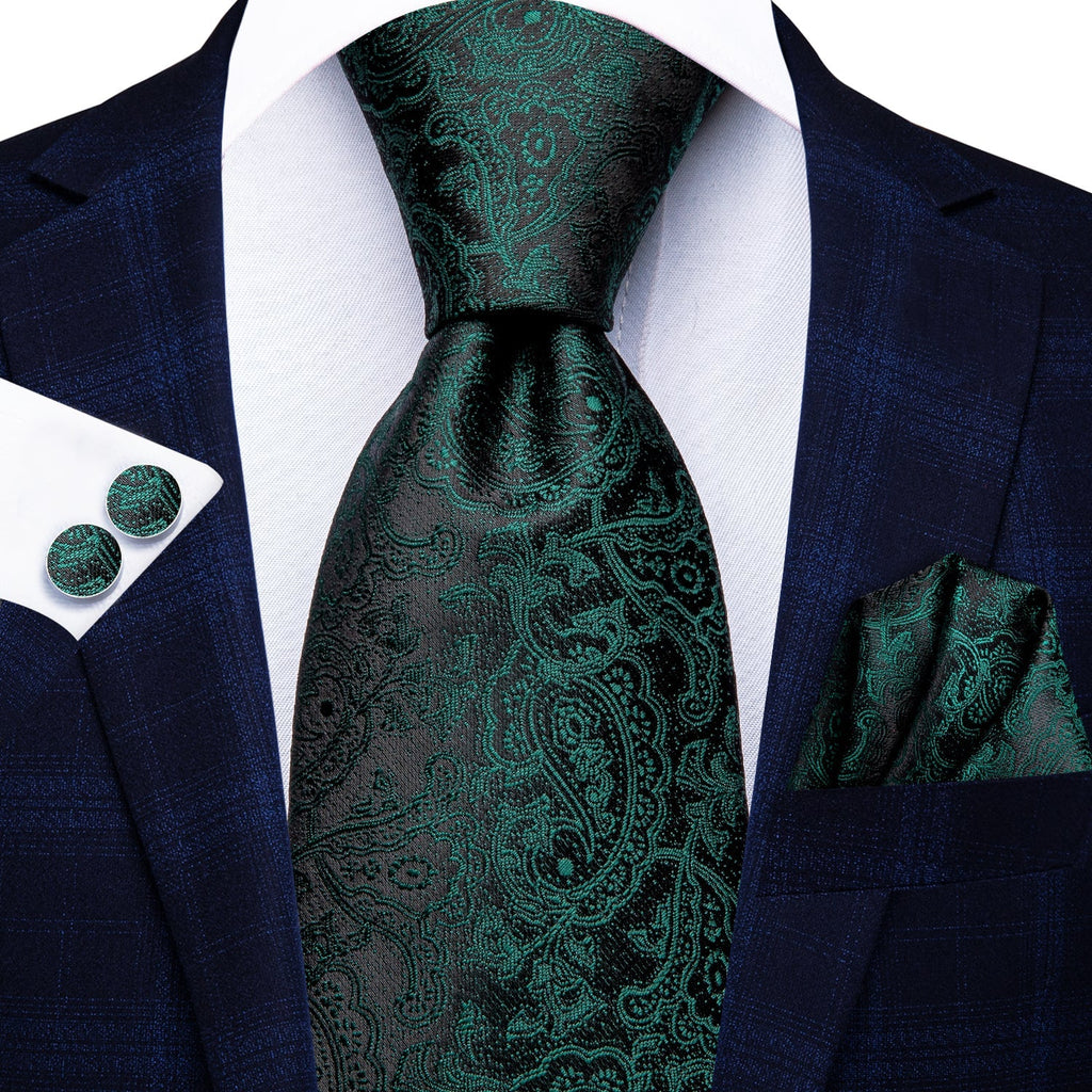 GentCrest Black Paisley Tie Hanky Cufflinks Set - Image 4