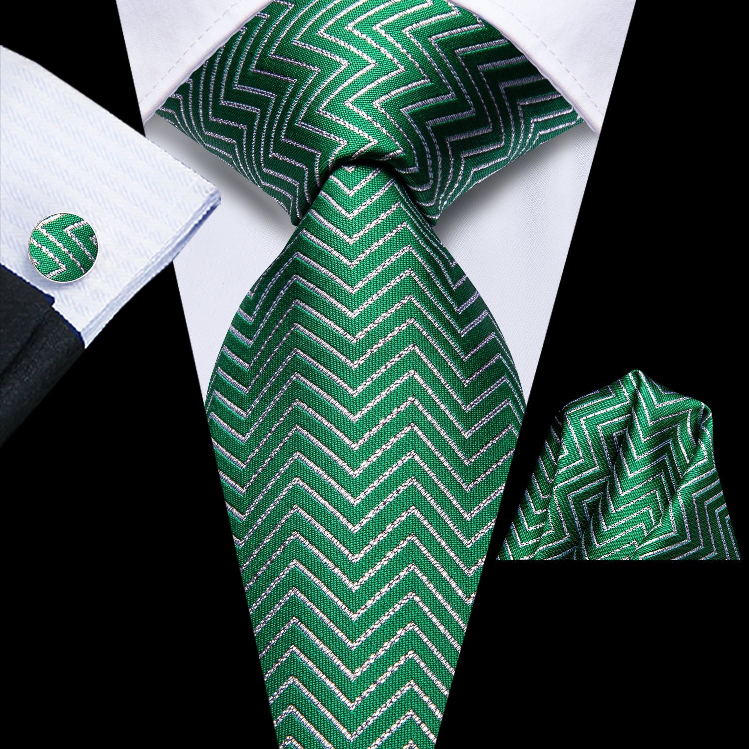 GentCrest Red Geometric Tie Hanky Cufflinks Set - Image 1