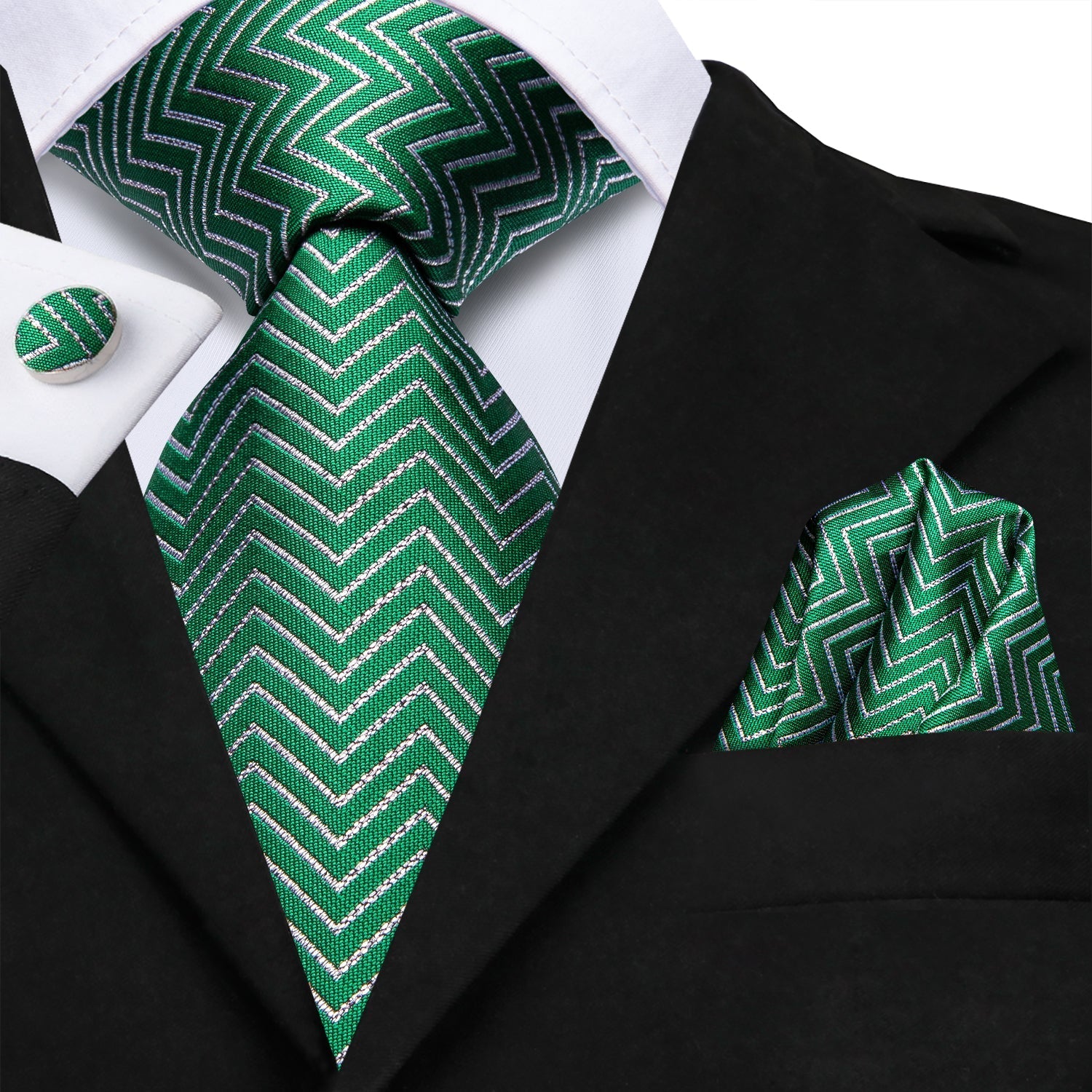 GentCrest Red Geometric Tie Hanky Cufflinks Set - Image 2