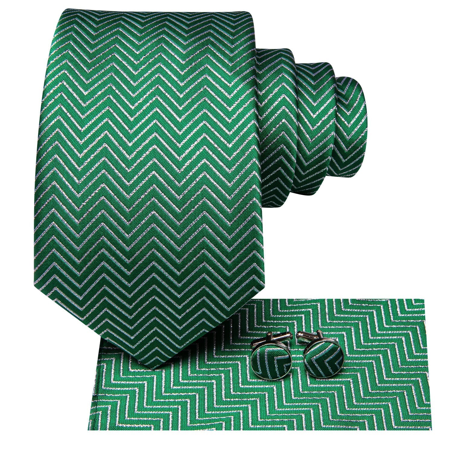 GentCrest Red Geometric Tie Hanky Cufflinks Set - Image 3