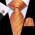 GentCrest Black Striped Tie Hanky Cufflinks Set - Image 1