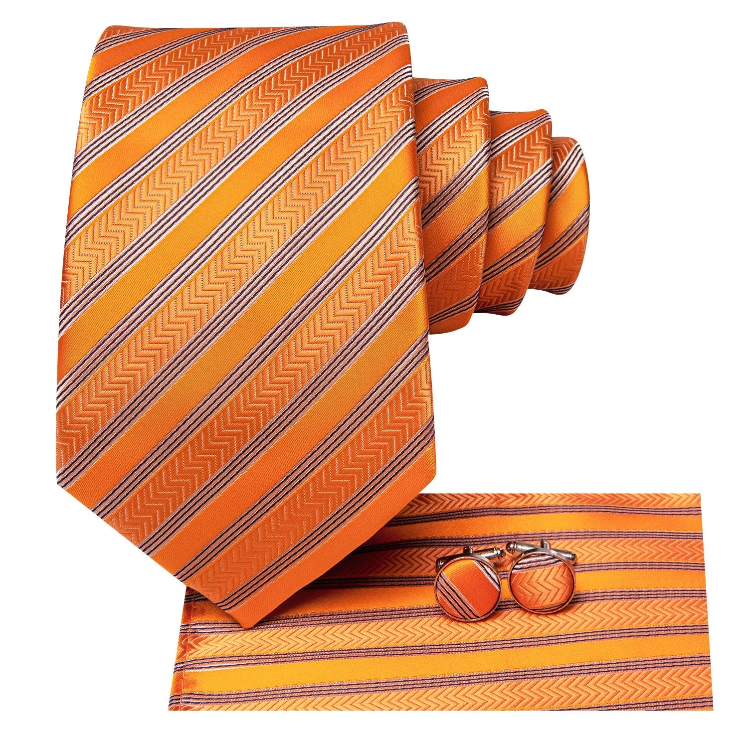 GentCrest Black Striped Tie Hanky Cufflinks Set - Image 2