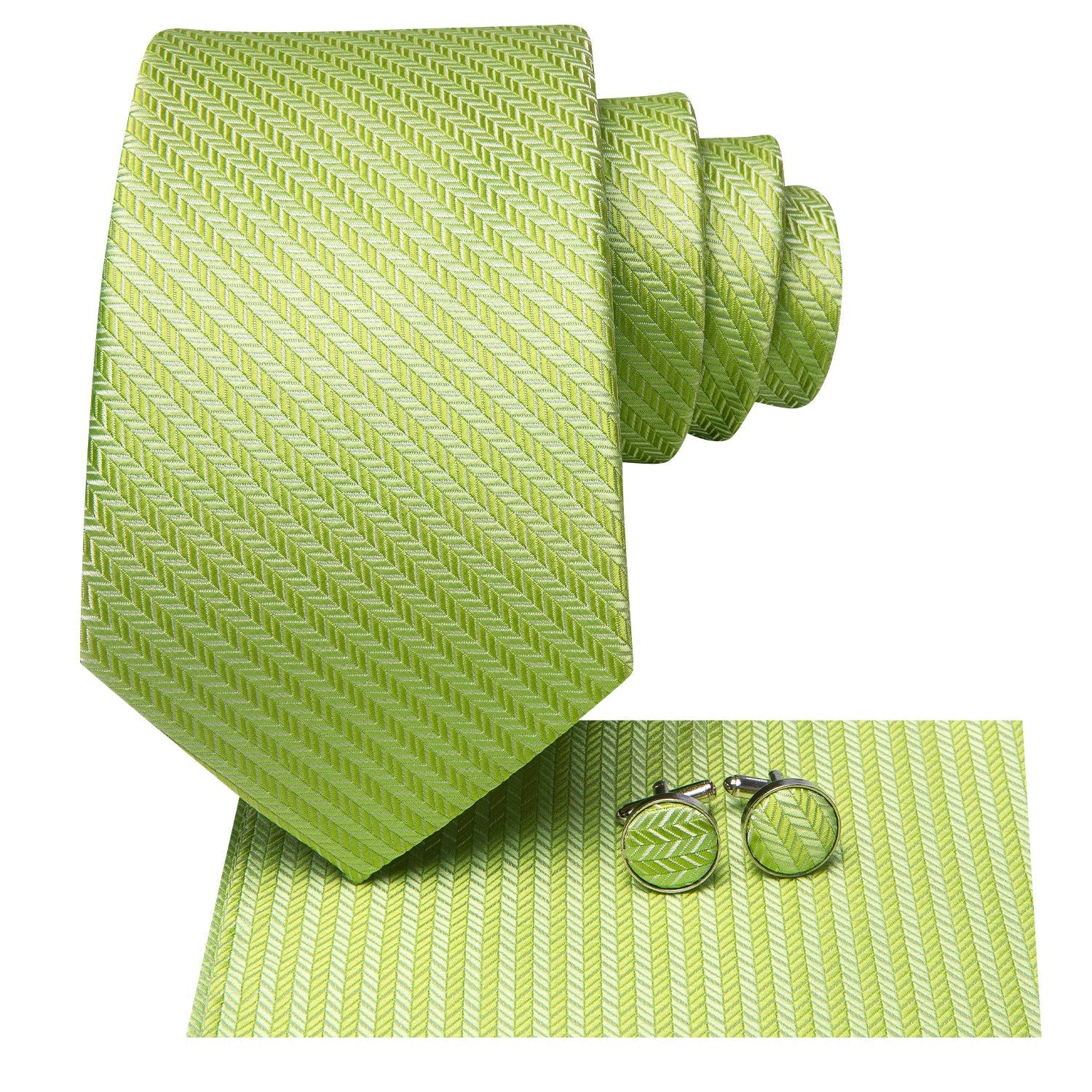 GentCrest Green Striped Tie Hanky Cufflinks Set - Image 2