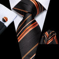 GentCrest Black Striped Tie Hanky Cufflinks Set - Image 1