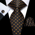 GentCrest Black Floral Tie Hanky Cufflinks Set - Image 1