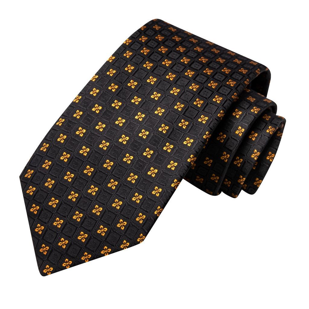 GentCrest Black Floral Tie Hanky Cufflinks Set - Image 4