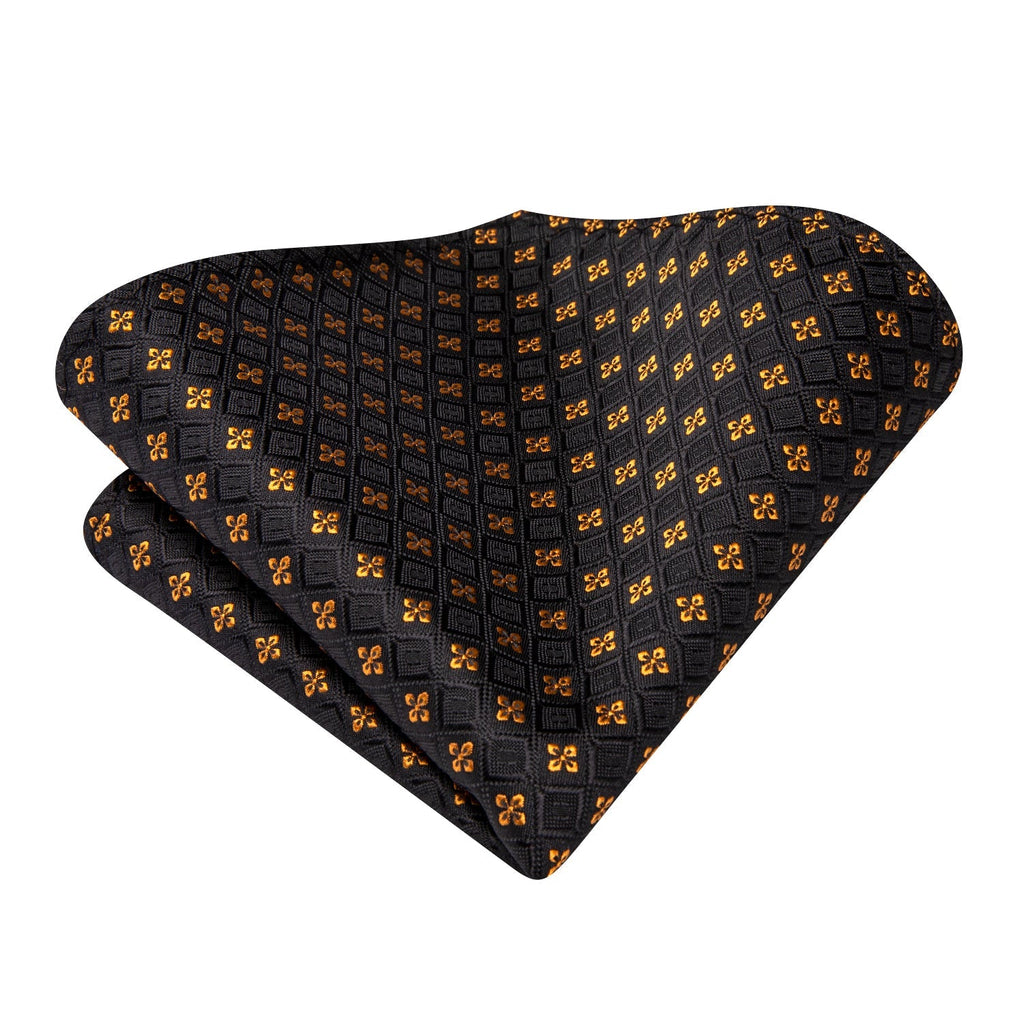 GentCrest Black Floral Tie Hanky Cufflinks Set - Image 5