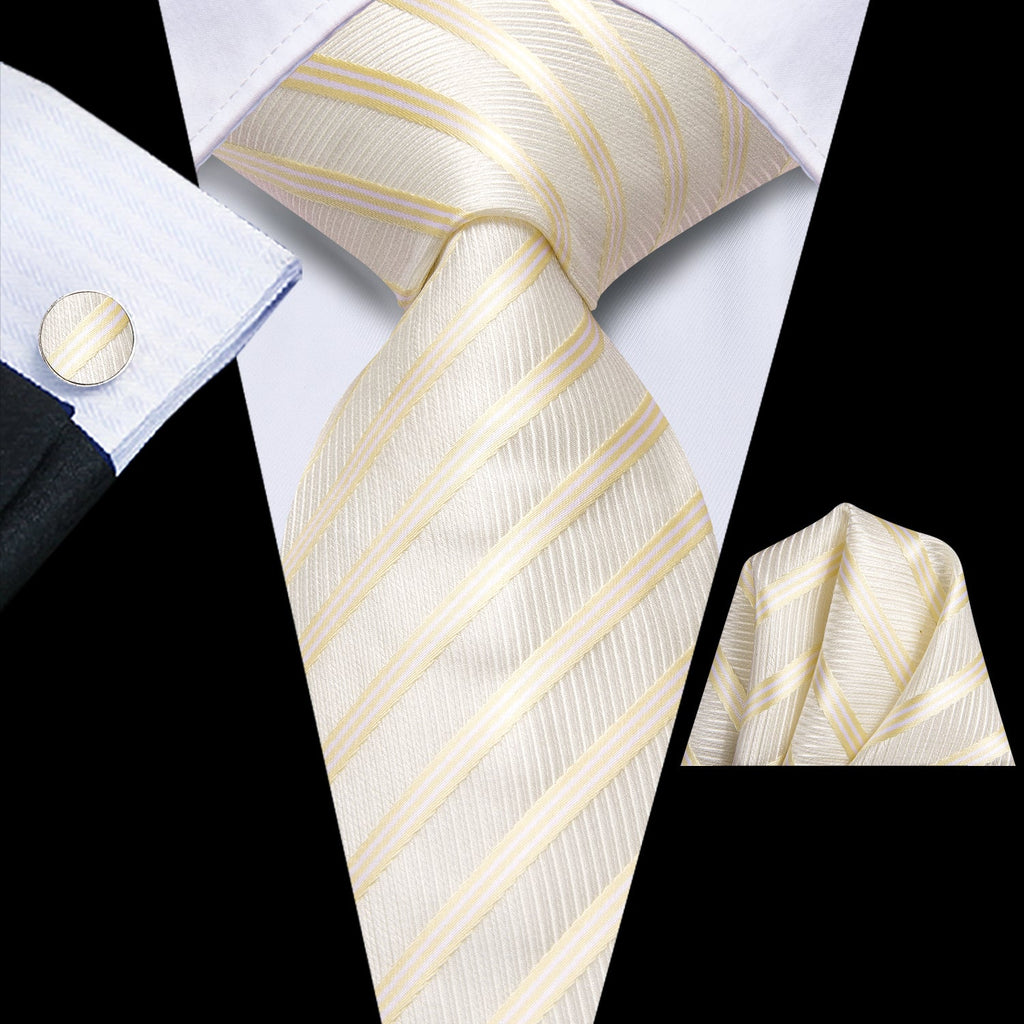 GentCrest Gold Striped Tie Hanky Cufflinks Set - Image 1