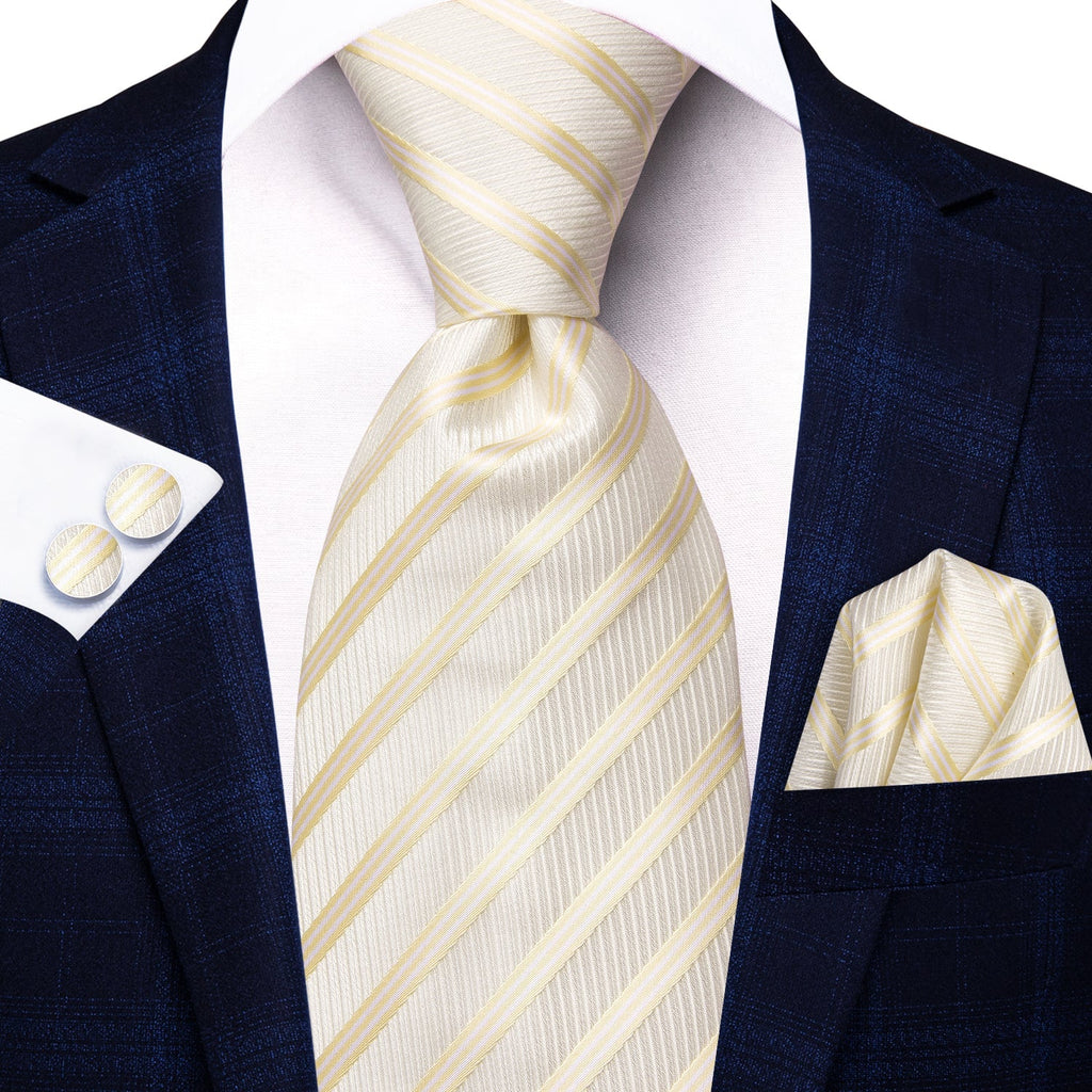 GentCrest Gold Striped Tie Hanky Cufflinks Set - Image 2