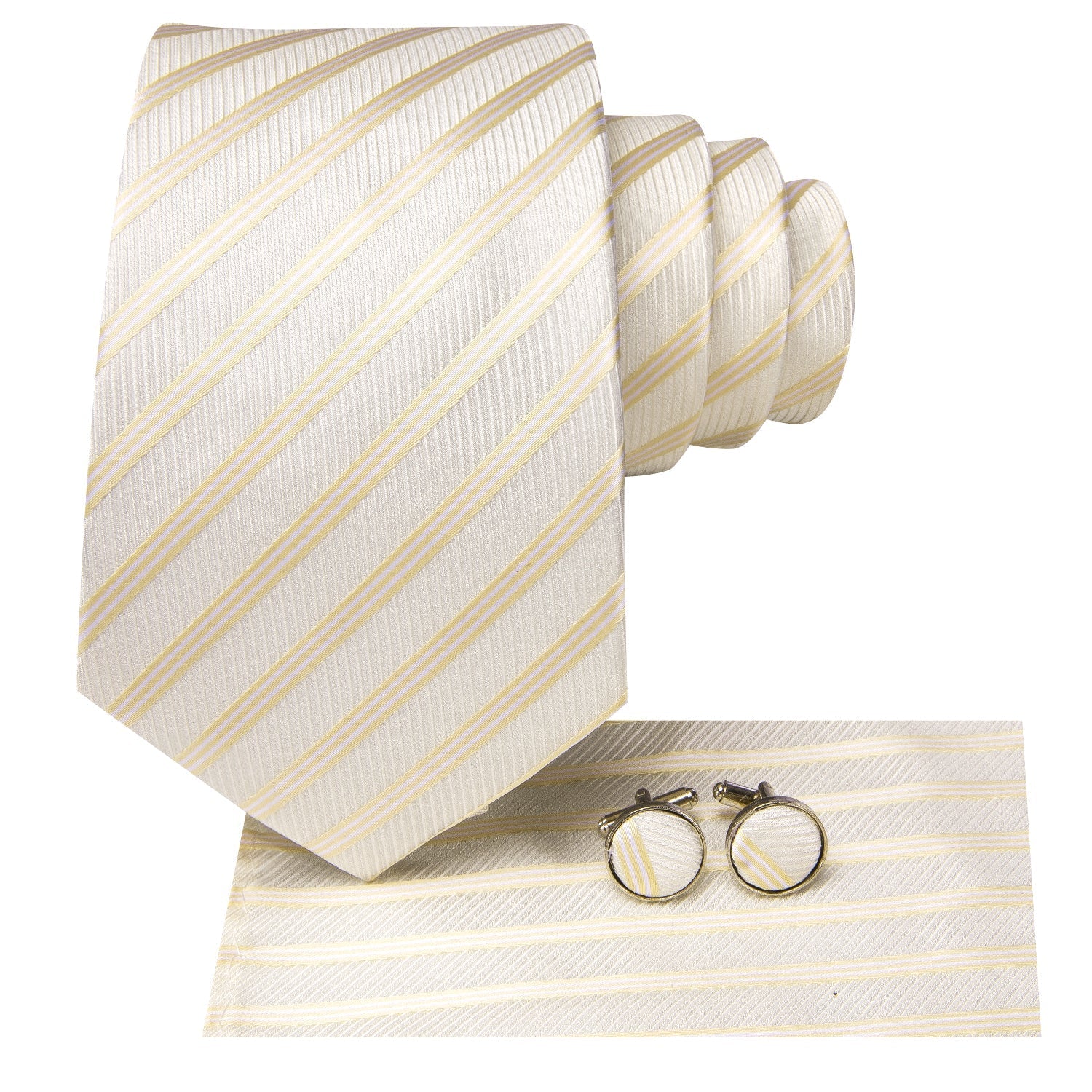 GentCrest Gold Striped Tie Hanky Cufflinks Set - Image 3