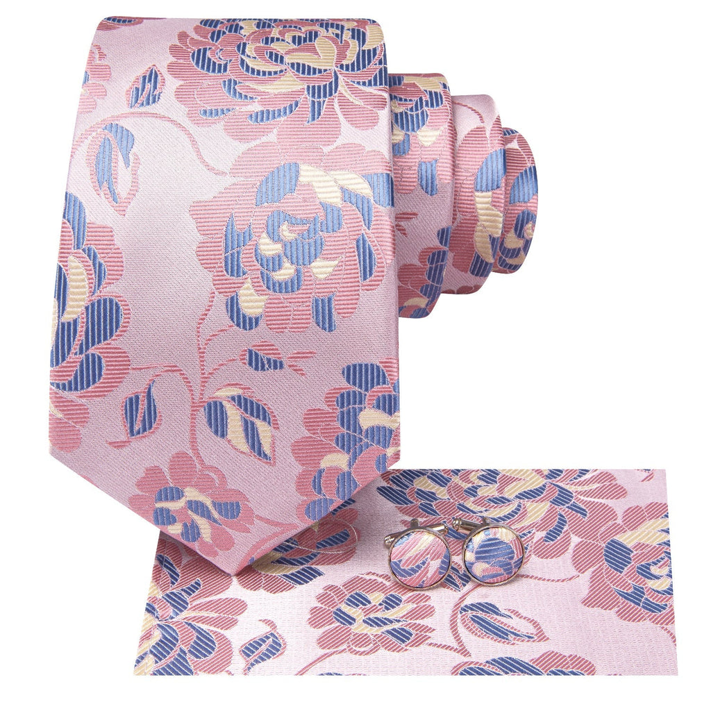 GentCrest Blue Floral Tie Hanky Cufflinks Set - Image 3