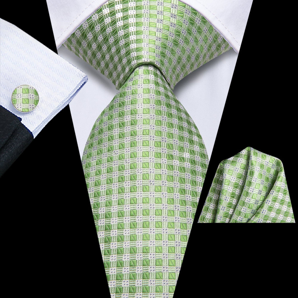GentCrest Green Geometric Tie Hanky Cufflinks Set - Image 1