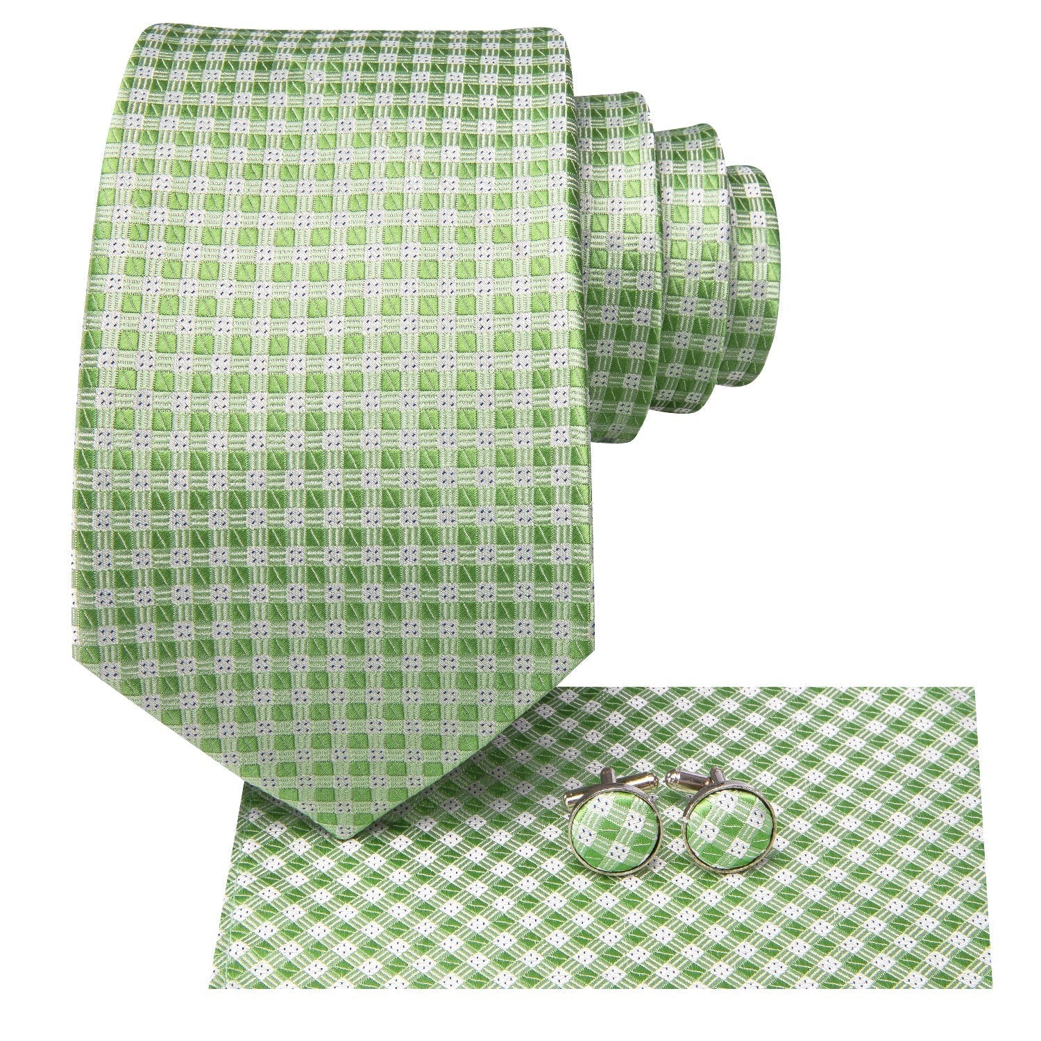 GentCrest Green Geometric Tie Hanky Cufflinks Set - Image 3