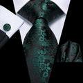 GentCrest Black Floral Tie Hanky Cufflinks Set - Image 1
