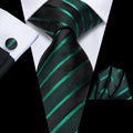 GentCrest Black Striped Tie Hanky Cufflinks Set - Image 1