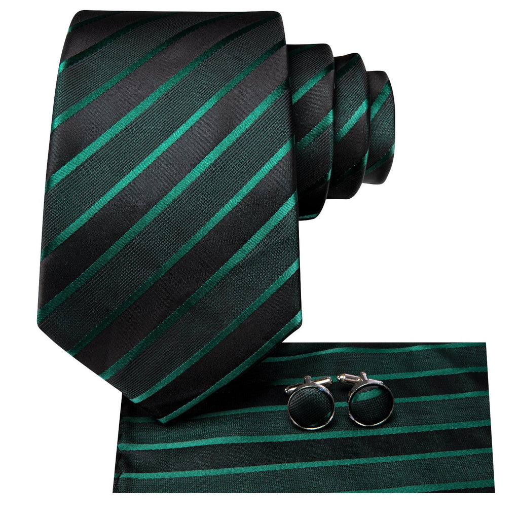 GentCrest Black Striped Tie Hanky Cufflinks Set - Image 3