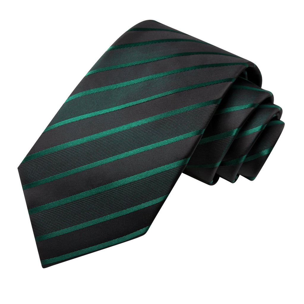 GentCrest Black Striped Tie Hanky Cufflinks Set - Image 4