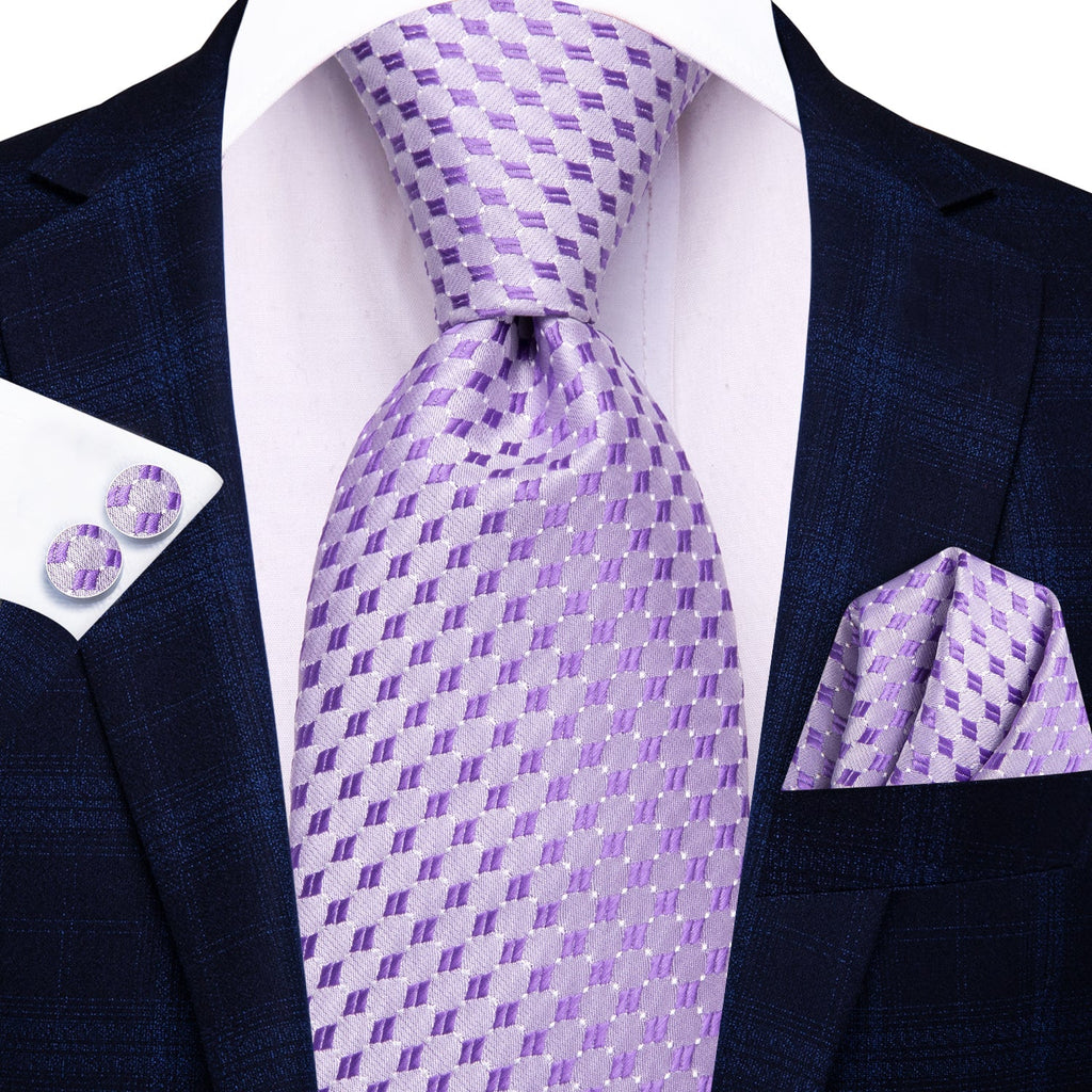 GentCrest Plum Geometric Tie Hanky Cufflinks Set - Image 2