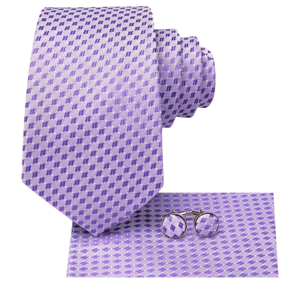 GentCrest Plum Geometric Tie Hanky Cufflinks Set - Image 3