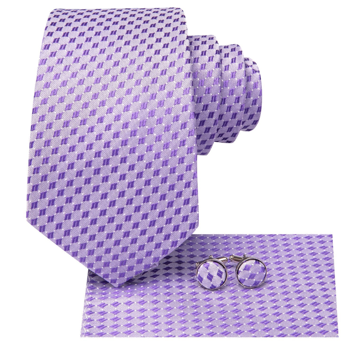 GentCrest Plum Geometric Tie Hanky Cufflinks Set - Image 3