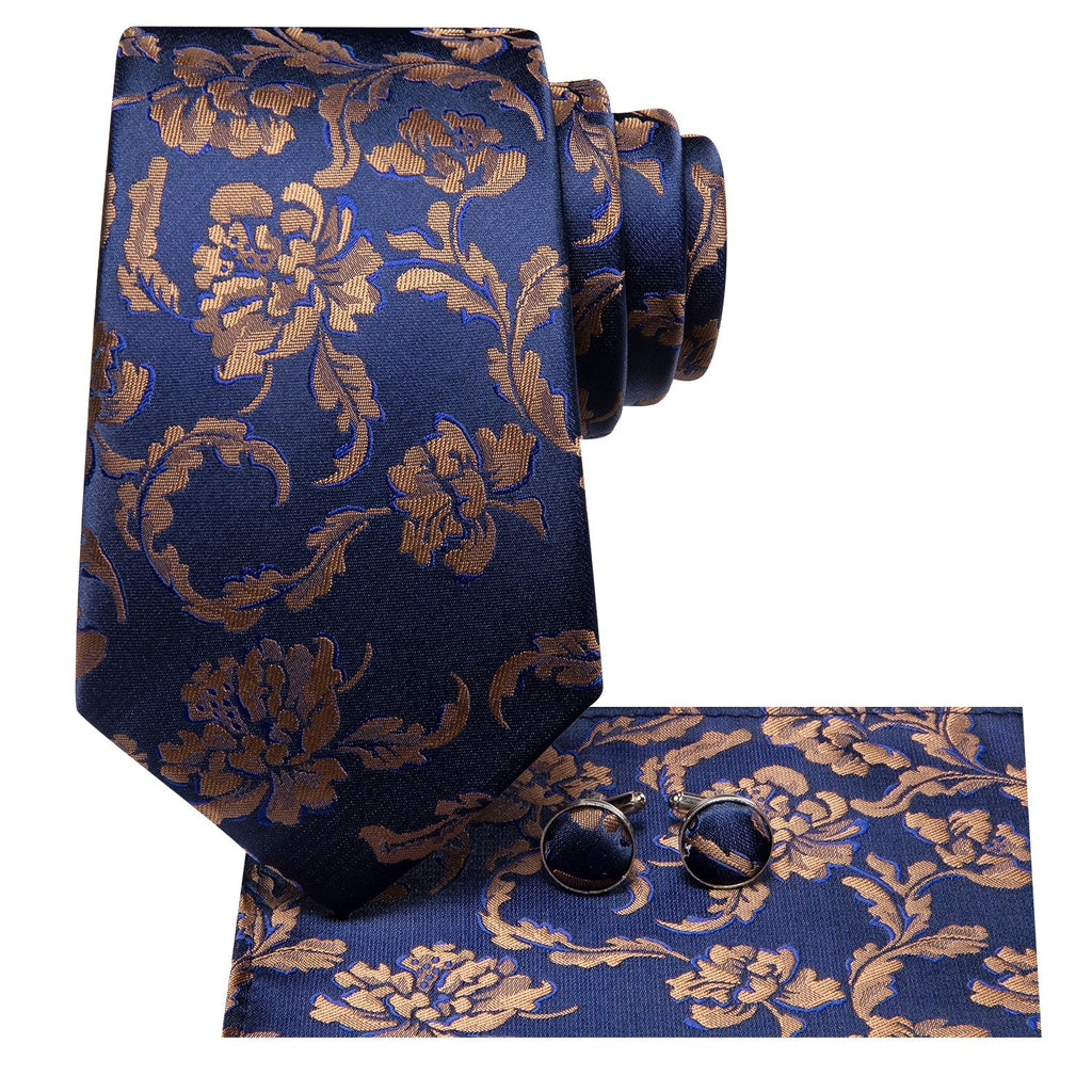 GentCrest Blue Floral Tie Hanky Cufflinks Set - Image 3