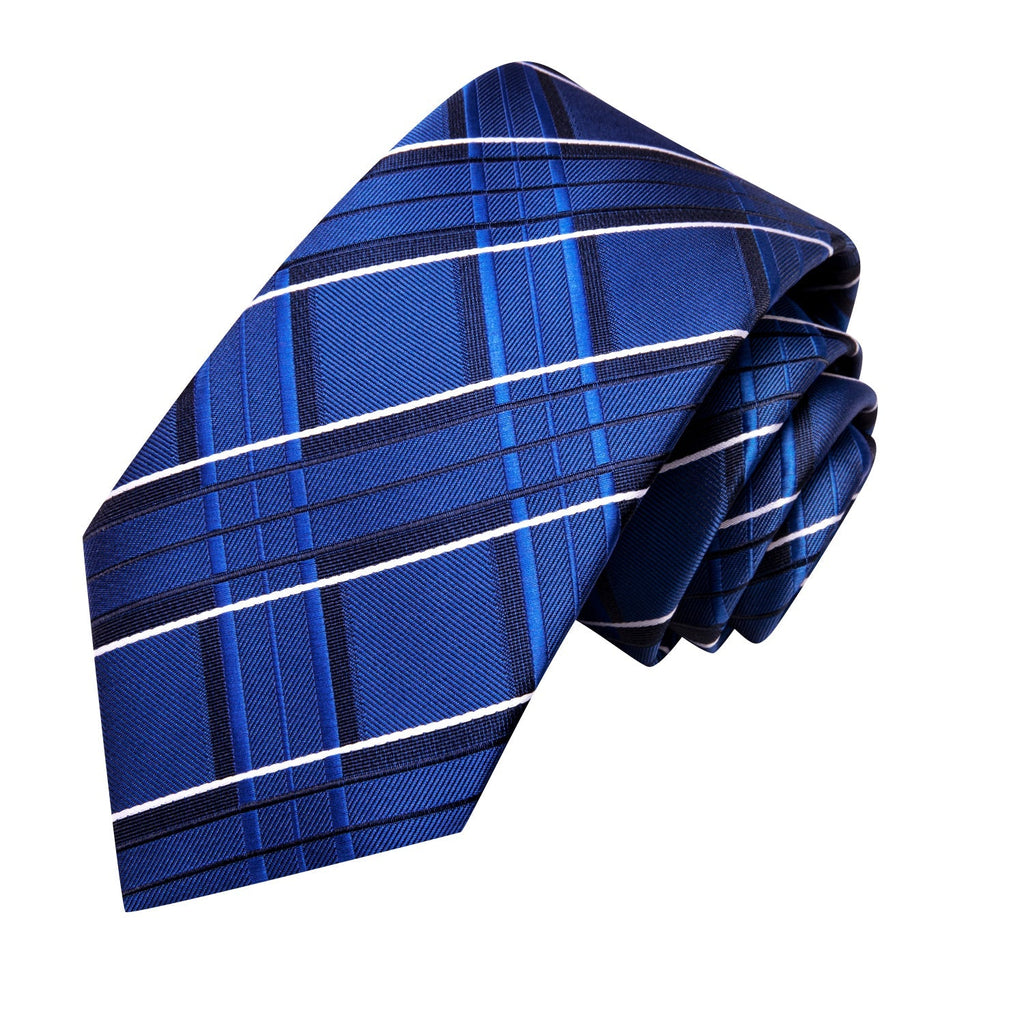 GentCrest Blue Plaid Tie Hanky Cufflinks Set - Image 4