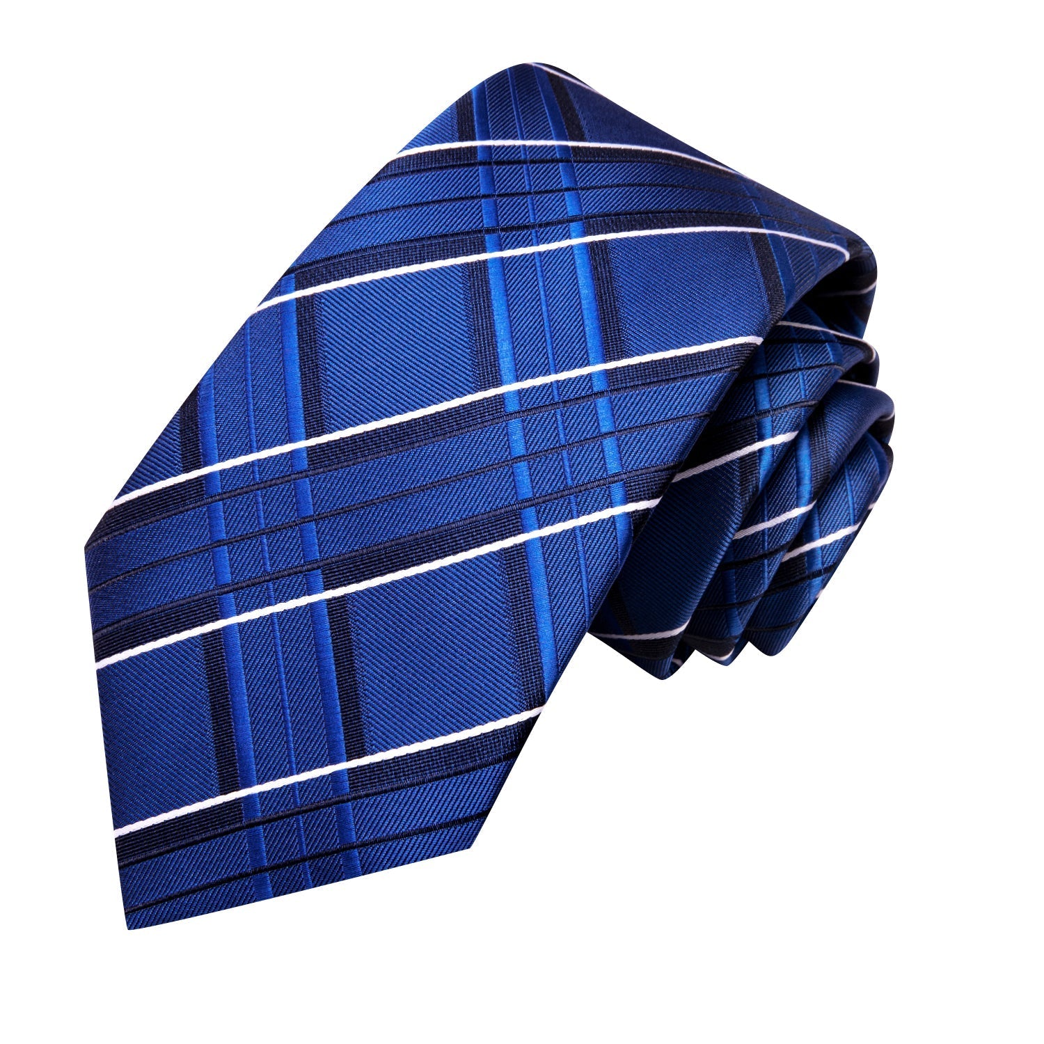 GentCrest Blue Plaid Tie Hanky Cufflinks Set - Image 4