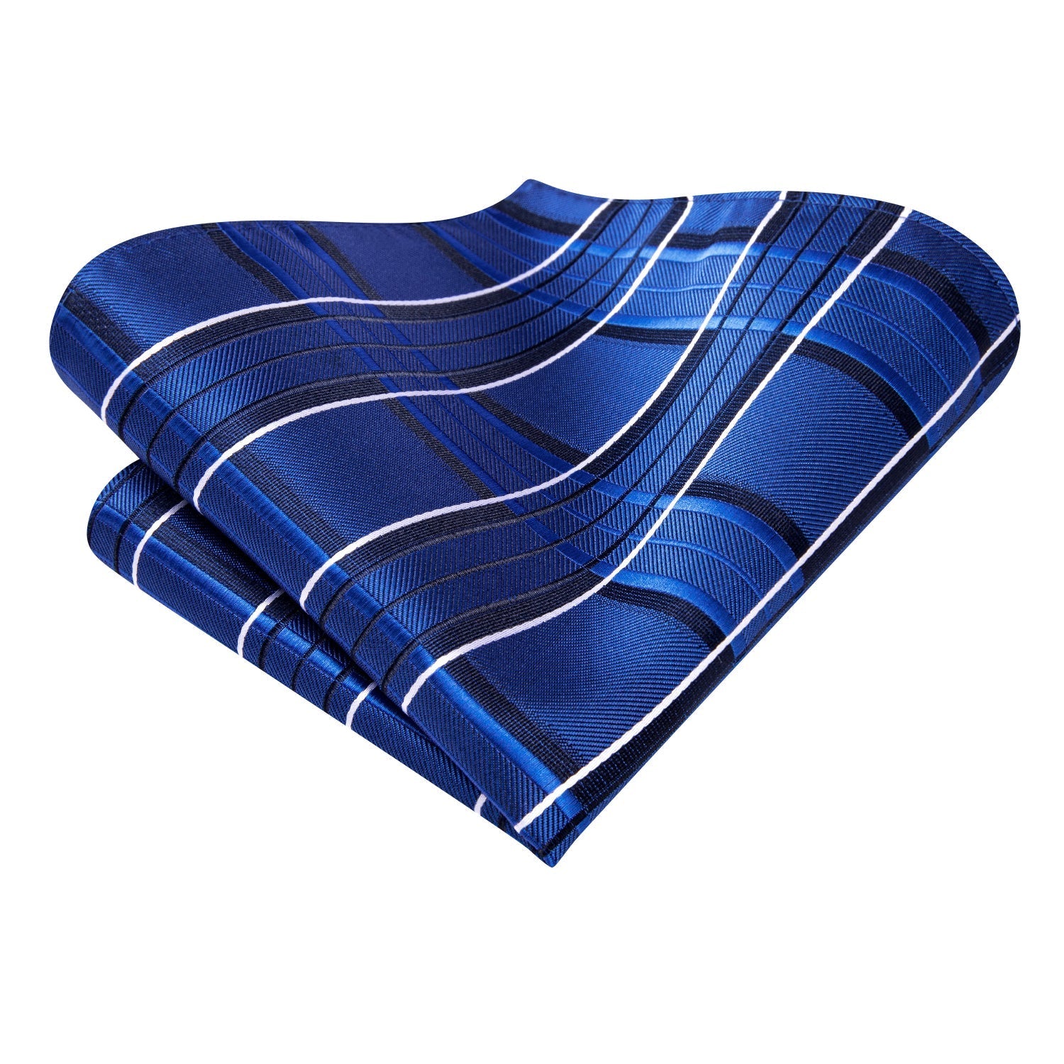 GentCrest Blue Plaid Tie Hanky Cufflinks Set - Image 5