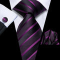 GentCrest Black Striped Tie Hanky Cufflinks Set - Image 1