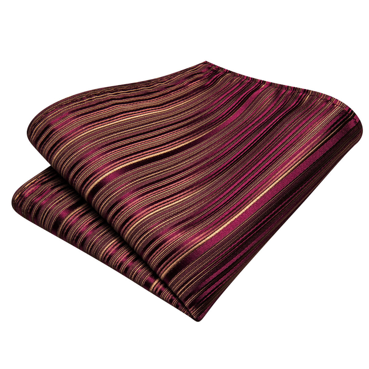 Burgundy and Gold Striped Silk Tie Set - GentCrest - View 5