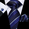 GentCrest Blue Striped Tie Hanky Cufflinks Set - Image 1