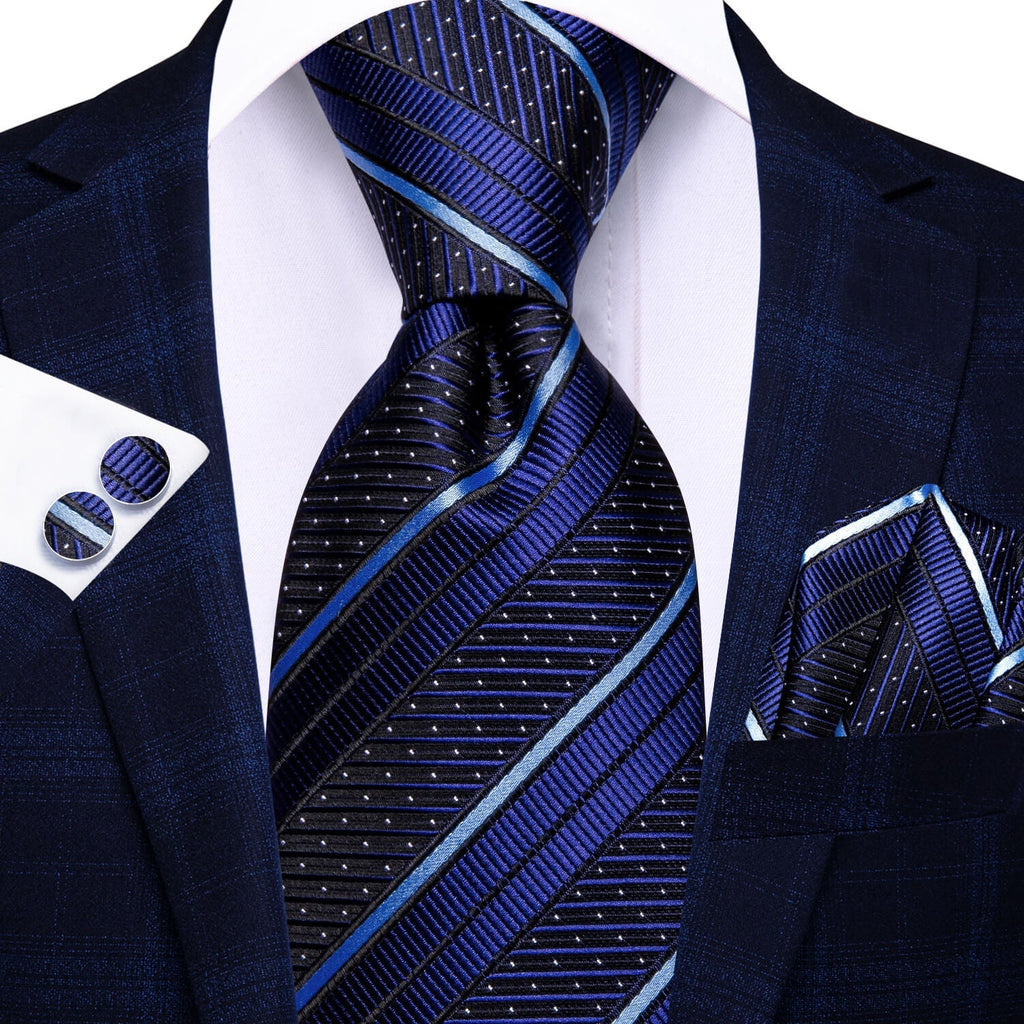 GentCrest Blue Striped Tie Hanky Cufflinks Set - Image 2