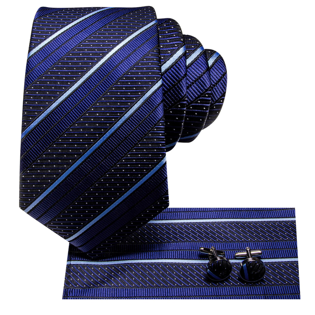 GentCrest Blue Striped Tie Hanky Cufflinks Set - Image 3