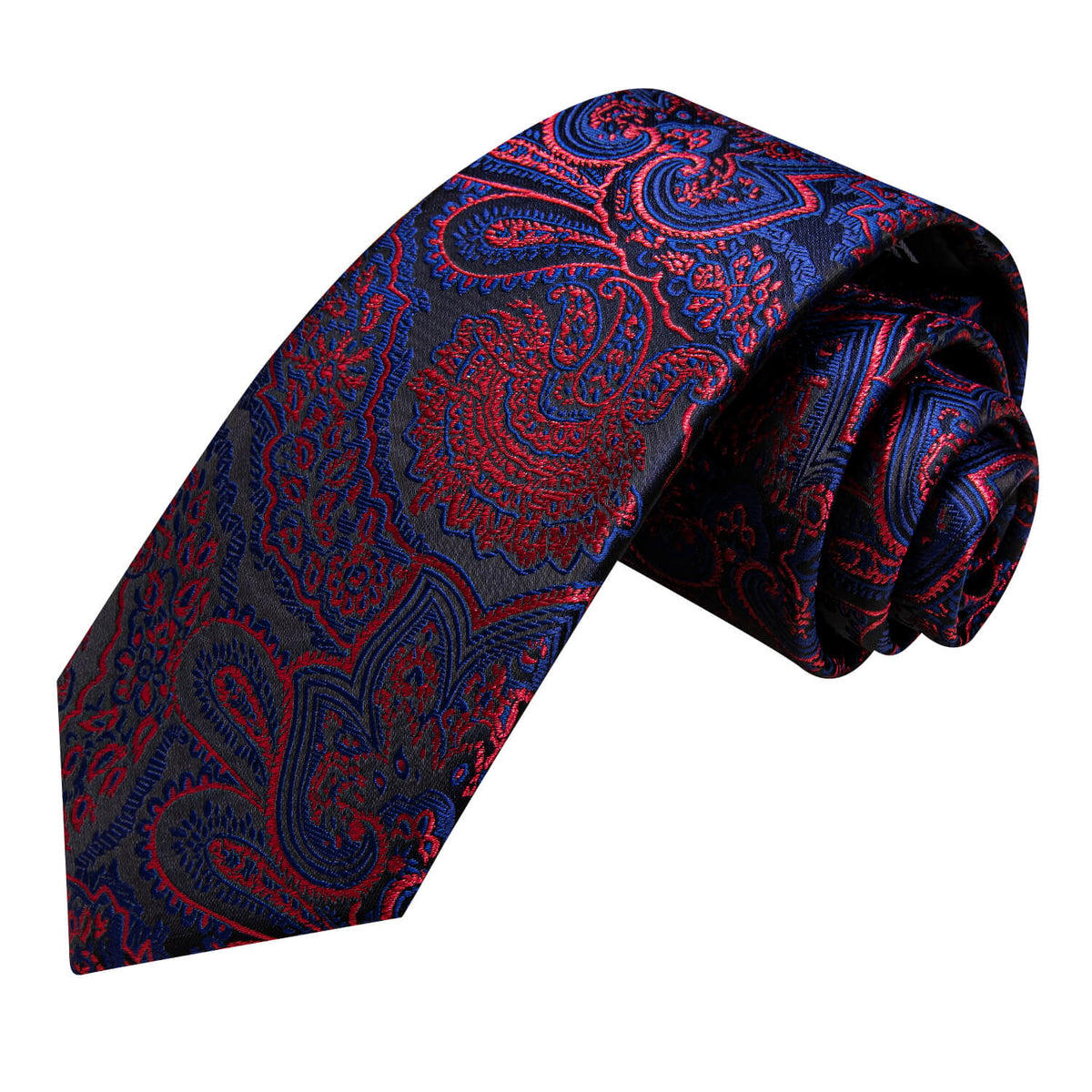 Red and Blue Floral Silk Tie Set - GentCrest - View 3