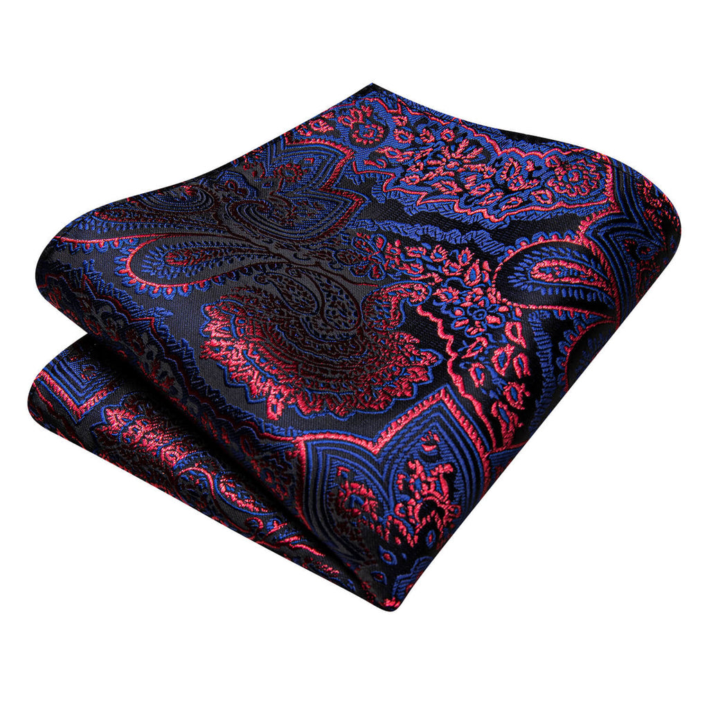Red and Blue Floral Silk Tie Set - GentCrest - View 4
