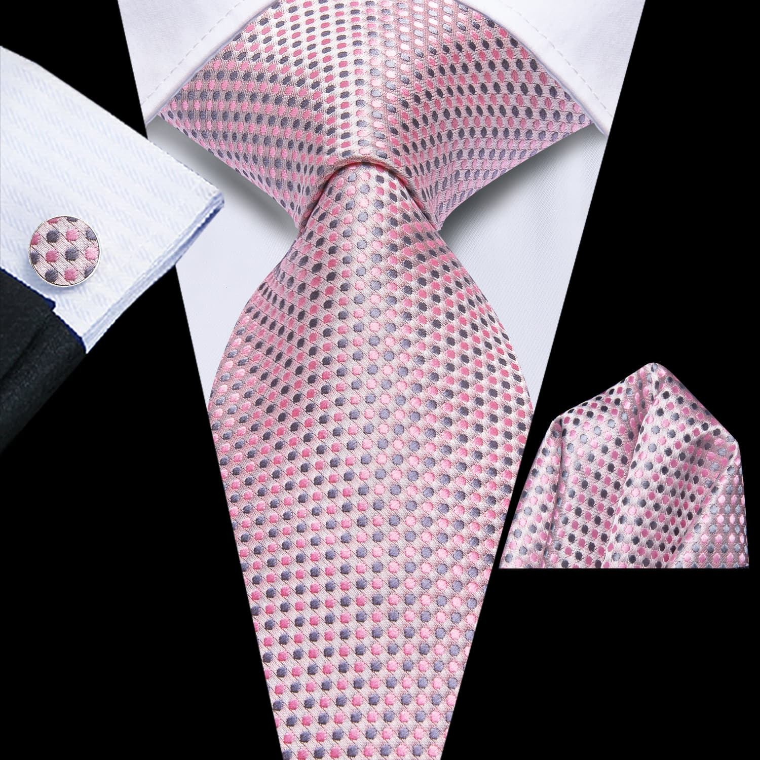 GentCrest Red Polka Dot Tie Hanky Cufflinks Set - Image 1