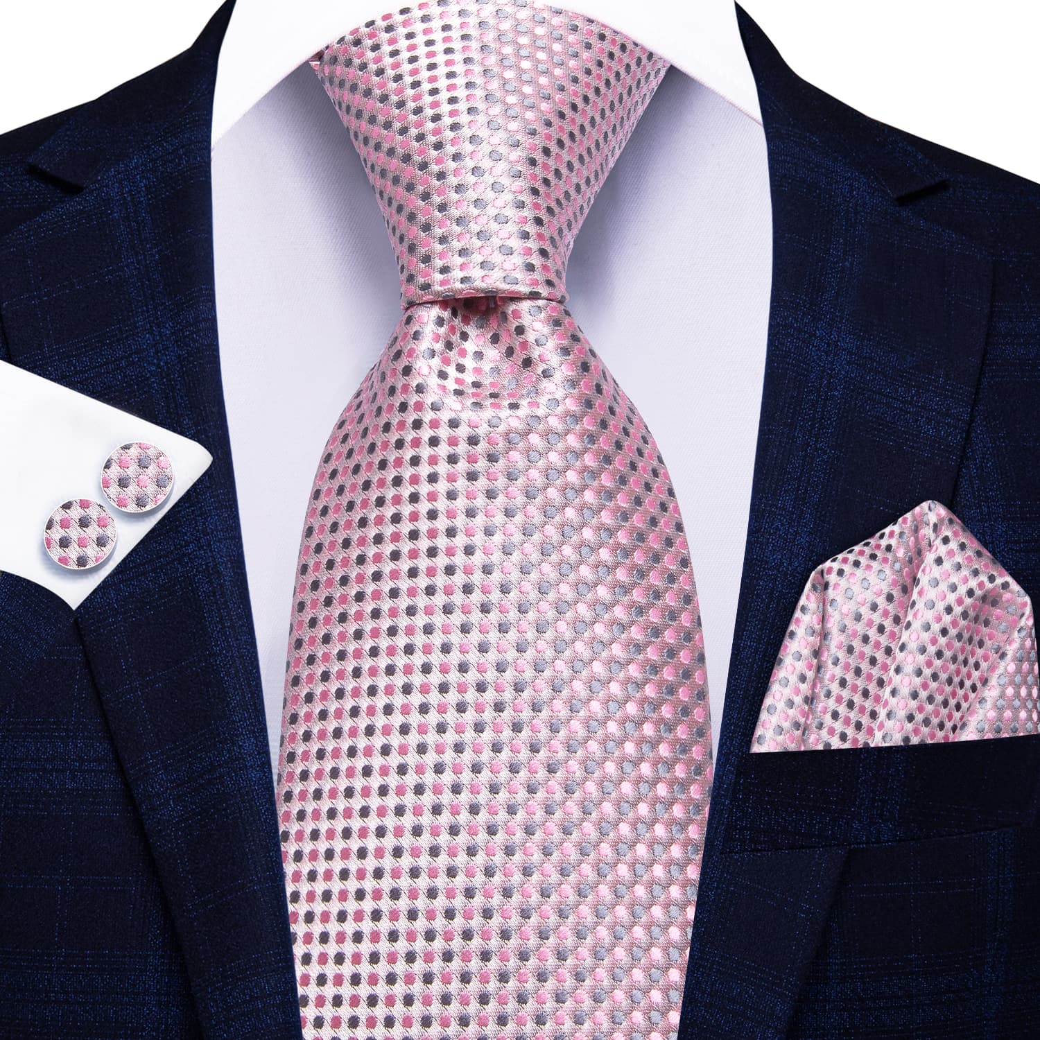 GentCrest Red Polka Dot Tie Hanky Cufflinks Set - Image 2