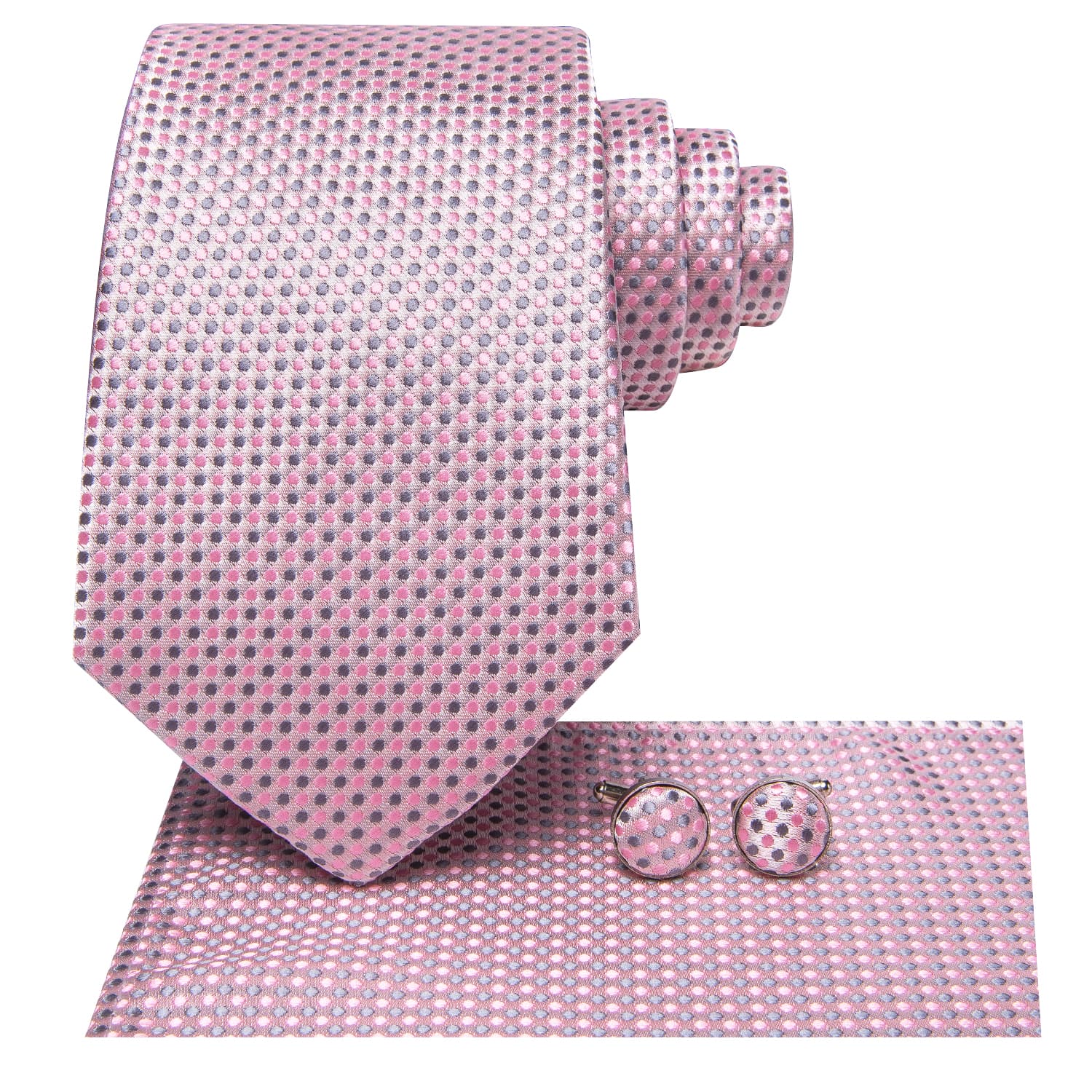 GentCrest Pink Polka Dot Tie Hanky Cufflinks Set - Image 3