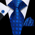 GentCrest Blue Geometric Tie Hanky Cufflinks Set - Image 1