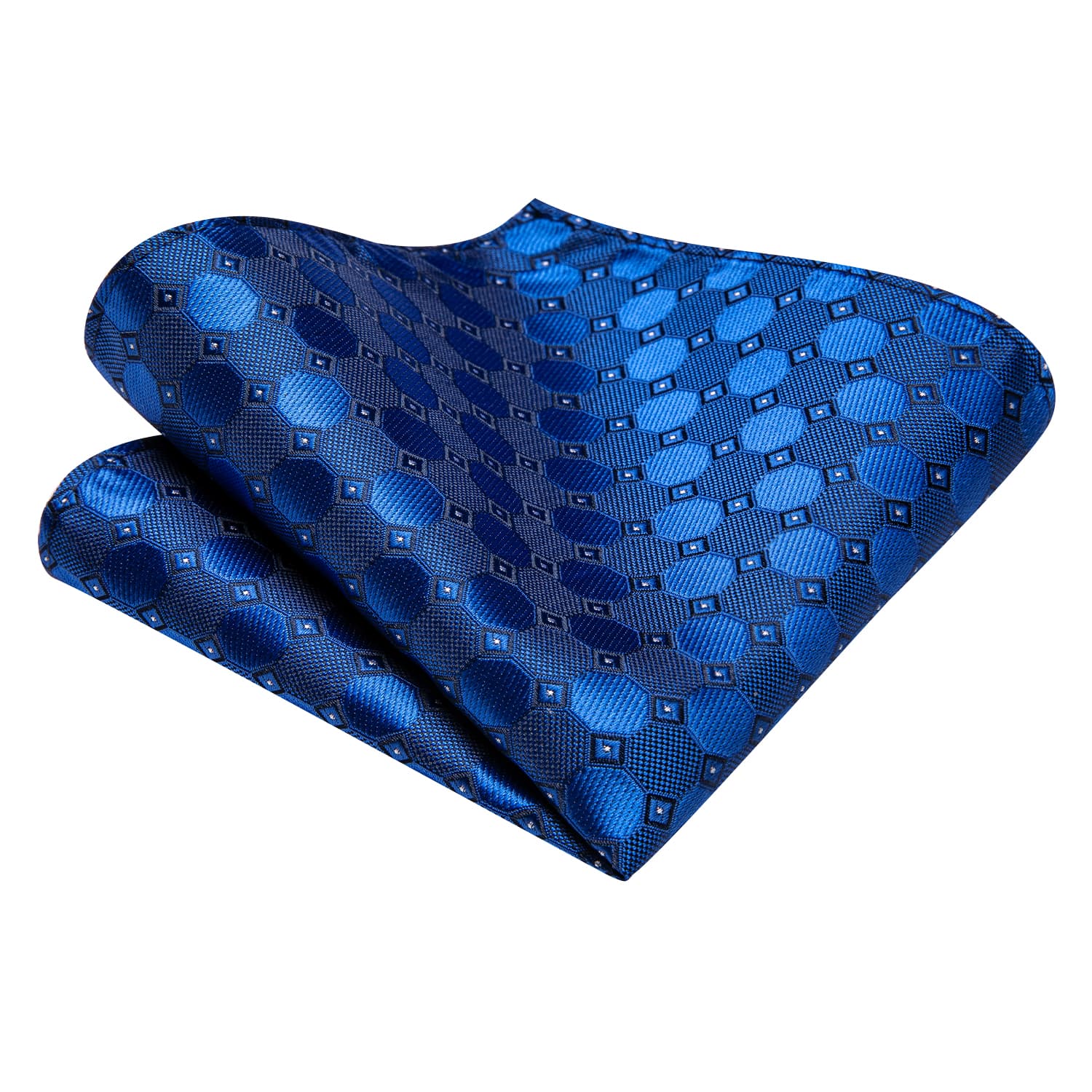 GentCrest Blue Geometric Tie Hanky Cufflinks Set - Image 5