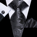 GentCrest Black Floral Tie Hanky Cufflinks Set - Image 1