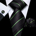 GentCrest Black Striped Tie Hanky Cufflinks Set - Image 1