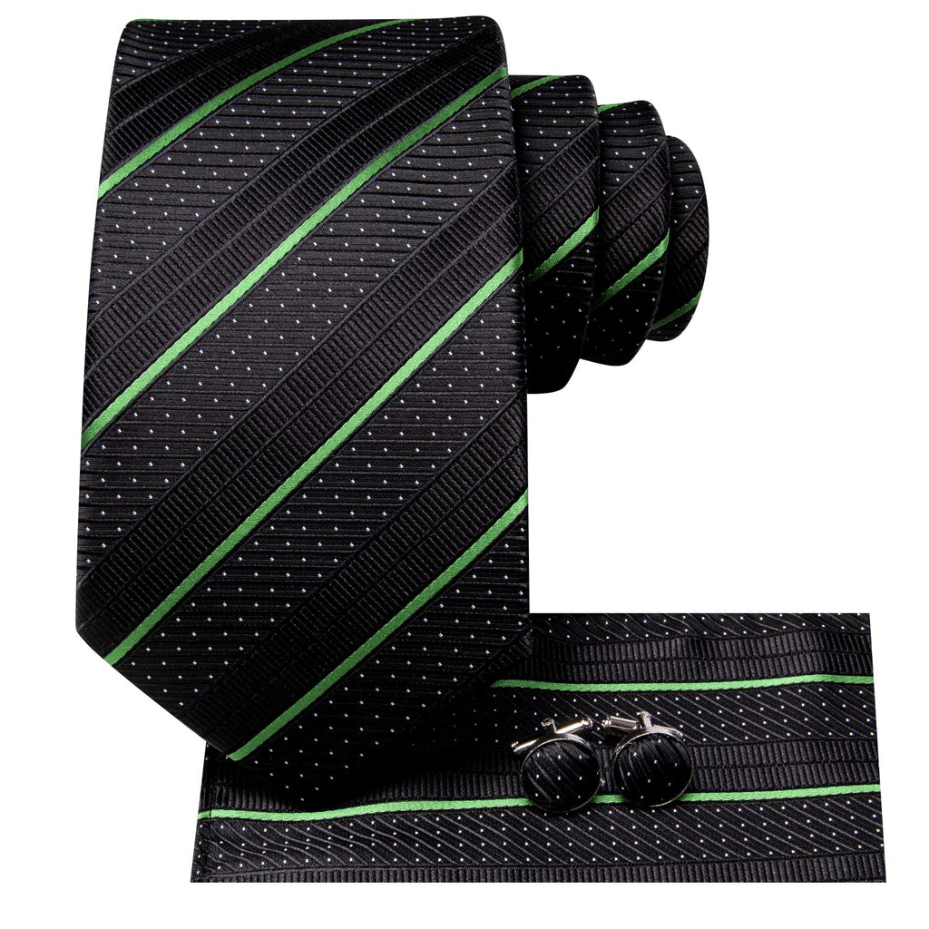 GentCrest Black Striped Tie Hanky Cufflinks Set - Image 3