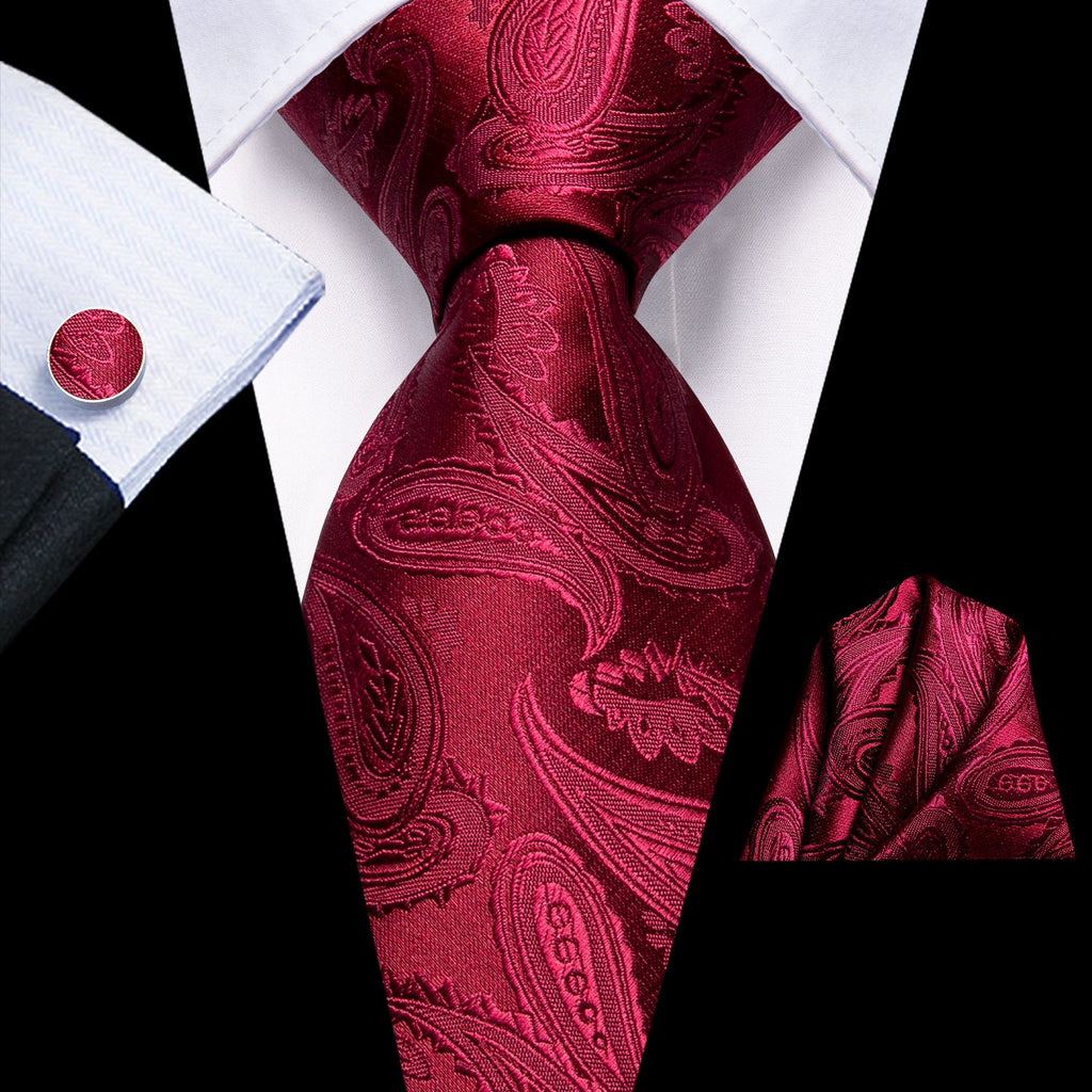 GentCrest Red Paisley Tie Hanky Cufflinks Set - Image 1